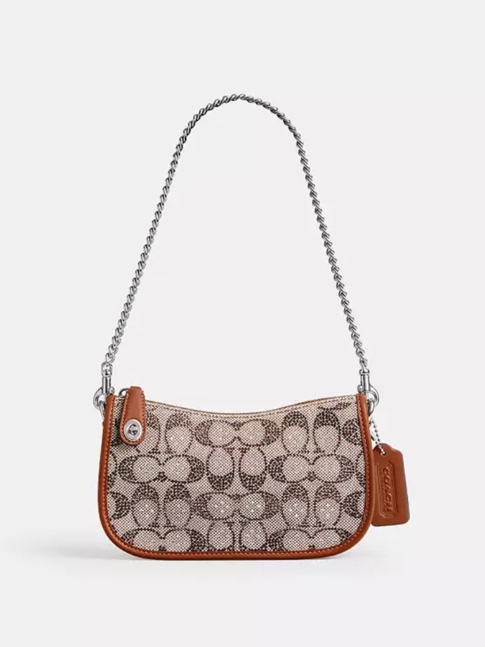 NWT Coach Swinger Bag 20 With Chain Crystal Signature Jacquard